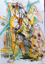 Three women II, mixed media on paper, 50x70cm, 2018cm